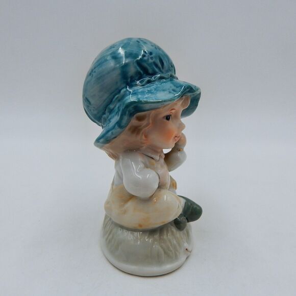 Price Products Child Boy Sitting with Birds on Hello There Sign Blue Bonnet 5 In - Picture 4 of 9